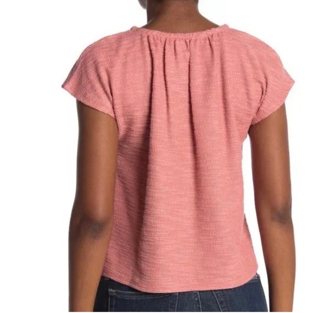 Madewell Pink Textured Gathered Scoop Neck Cap Sleeve Top 3X Plus Size - Picture 2 of 10